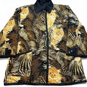 Vintage fox run‎ silk reversible kitty cat indie jacket size XL